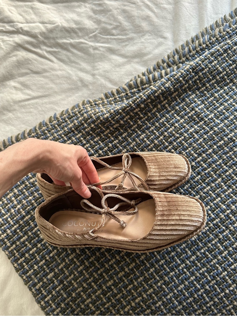 Coconuts by Matisse Taupe Corduroy Lace-Up Flats